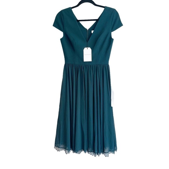 Dress The Population Corey Pine Fit & Flare Chiffon Dress Women's Size M NWT - Picture 8 of 12